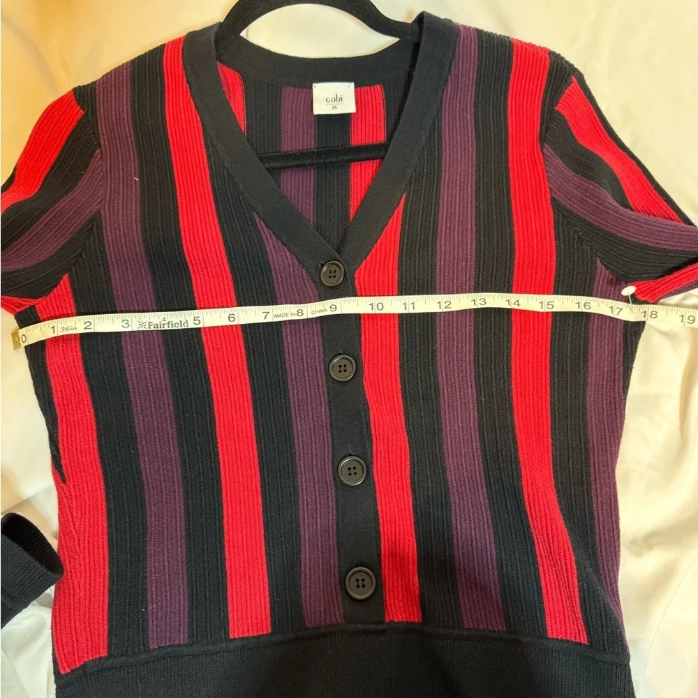CAbi Red and Black Striped Cardigan Sweater - Picture 4 of 7